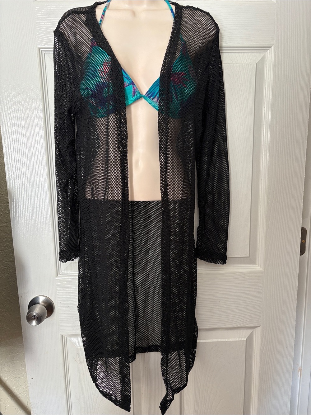 NWOT Sheer Black Fishnet Beach Cover-Up